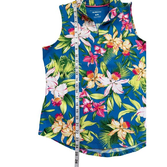 Tommy Bahama Island Zone Top Sleeveless 1/4 Zip Tropical Golf Resort Women Sz M - Picture 6 of 7